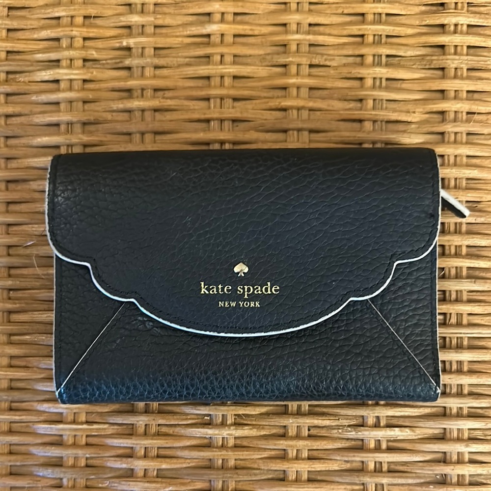 Kate Spade Black Scalloped Leather Wallet
